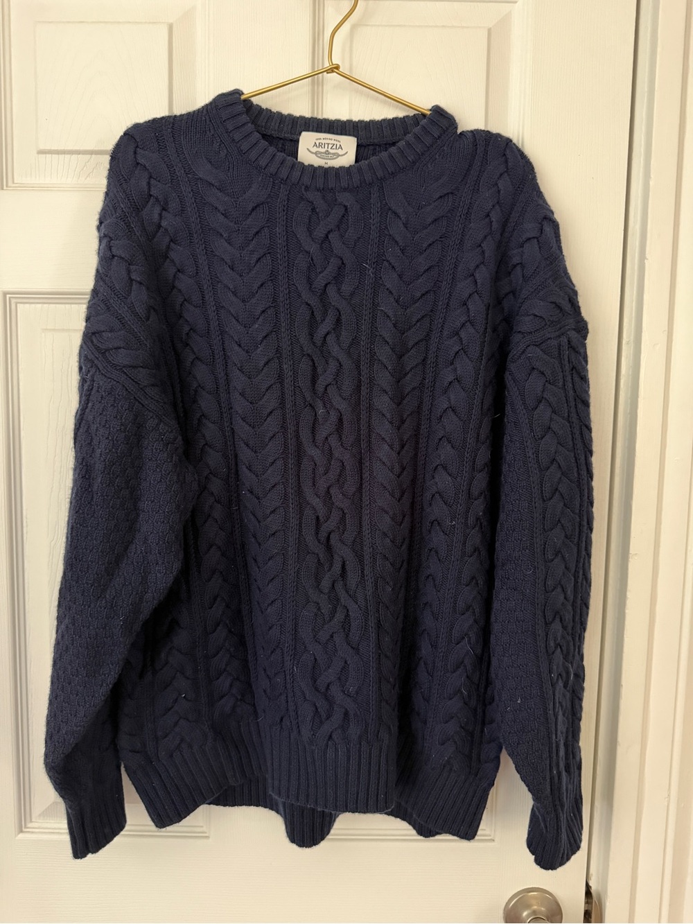 Aritzia Navy Cable Knit Navy Crewneck Sweater
